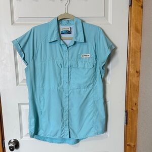 Magellan Outdoors Caddo Lake Aqua Blue Button-Up Shirt